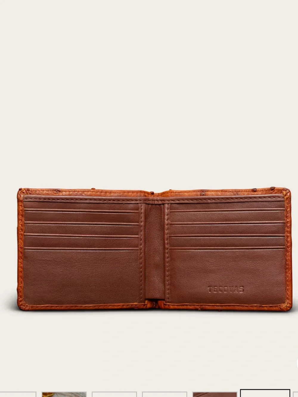Tecovas Ostrich Bifold Wallet - NWT - Pecan color